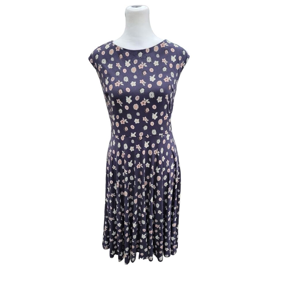 LOFT Floral Dress Women's Size Small Jersey Knit Summer Open Back Tie Stretch